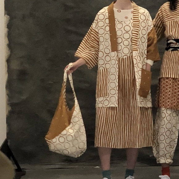 Gudrun Sjoden Dresses & Skirts - Gudrun Sjoden Matsumoto Linen Jumper Stripe & Circles Midi Dress